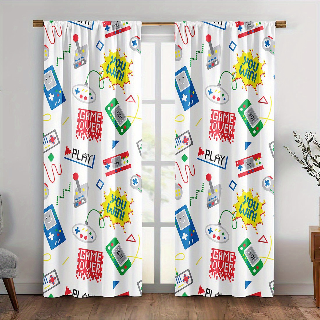 Retro Gaming Cafe - Vibrant Retro Gaming Video Game Curtains