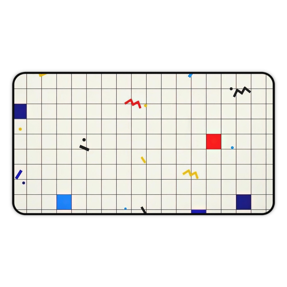 Retro Gaming Style - Retro Geometric Grid Desk Mat Mouse
