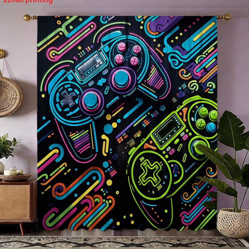 2pcs Gaming Curtains Neon Retr - огляд і ціна Background Retro Gaming