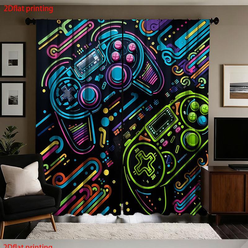 2pcs Gaming Curtains Neon Retr - огляд і ціна Background Retro Gaming